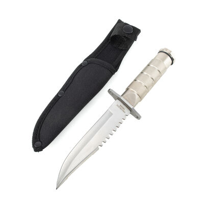 8.5" RTEK Silver Survival Knife with Compass Kit